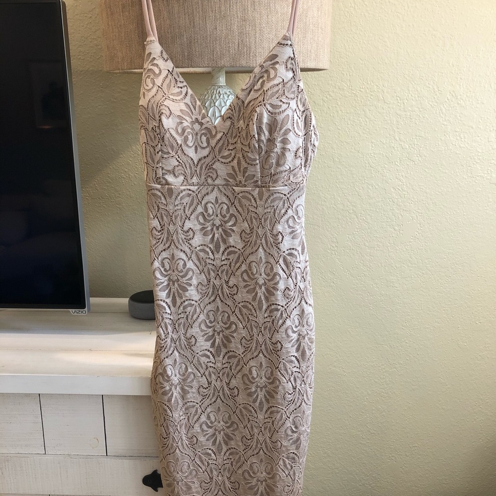 Nude Lace Midi Dress
